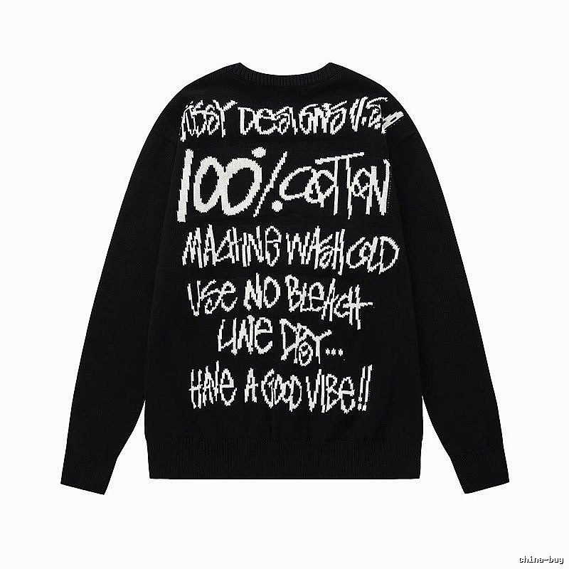 Stussy Black Swirl Graphic SweatShirt Relaxed Styling