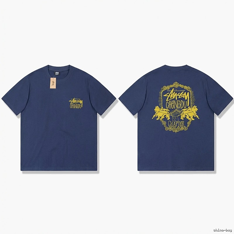 Stussy Chengdu Series Deep Blue Trendy T-shirt