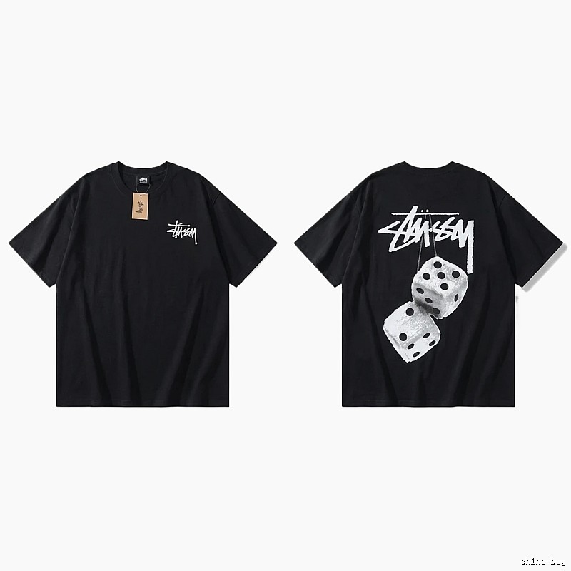 Stussy Dice Trendy and Cool Style Black T-shirt