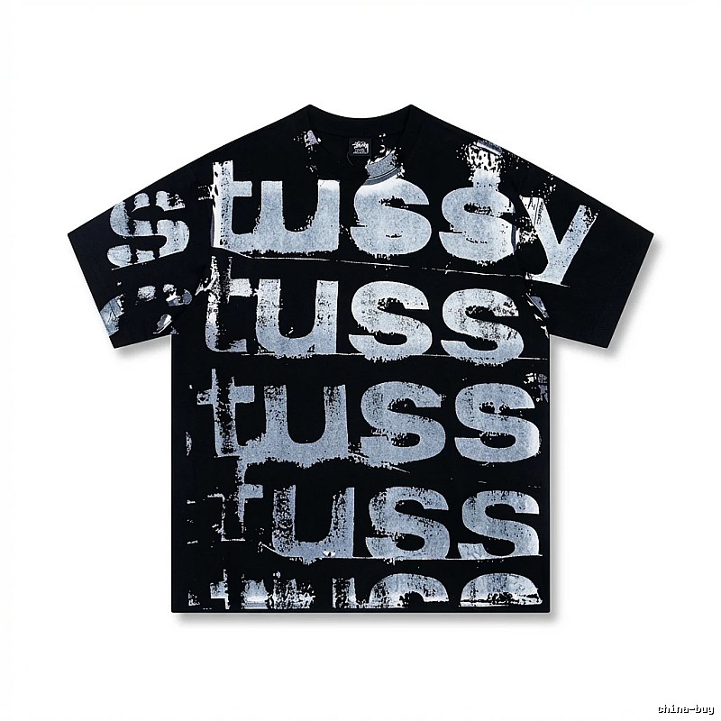 Stussy graffiti-style black T-shirt with letters
