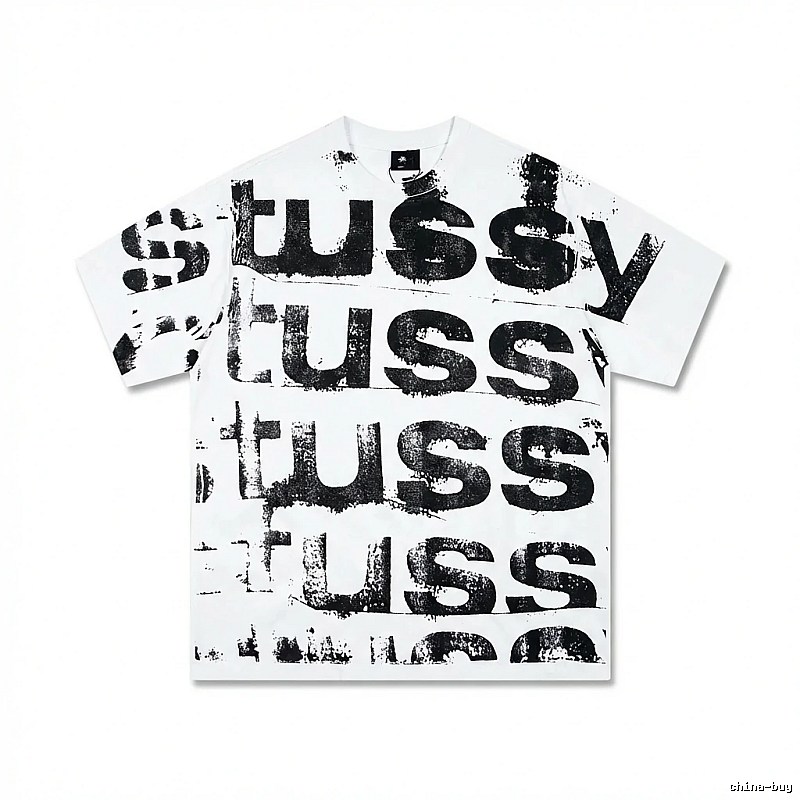 Stussy letter print white T-shirt