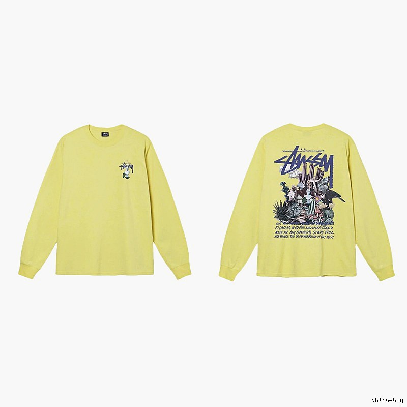 Stussy printed trendy brand style yellow long-sleeve