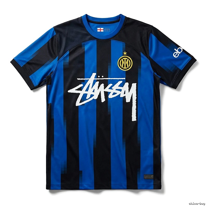 Stussy striped sporty blue and black T-shirt