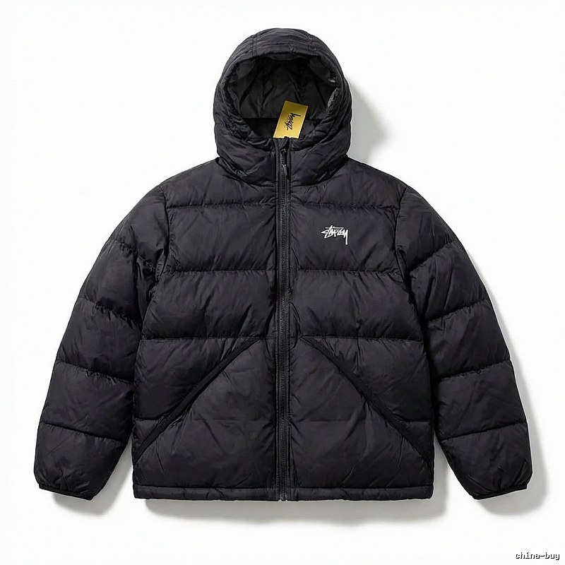 Stussy trendy and cool black down jacket