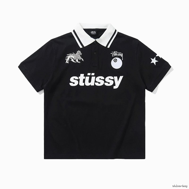 Stussy Trendy Style Black Polo Shirt