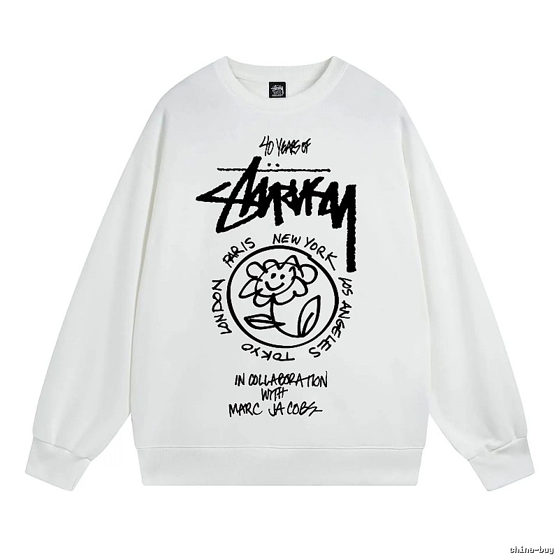 Stussy White Style 539 Graphic SweatShirt Airport Outfit