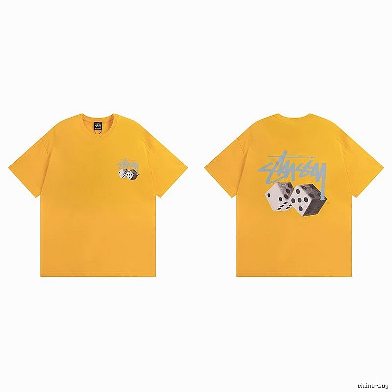 Stussy Yellow Spider Graphic T-Shirt Summer Styling Logo