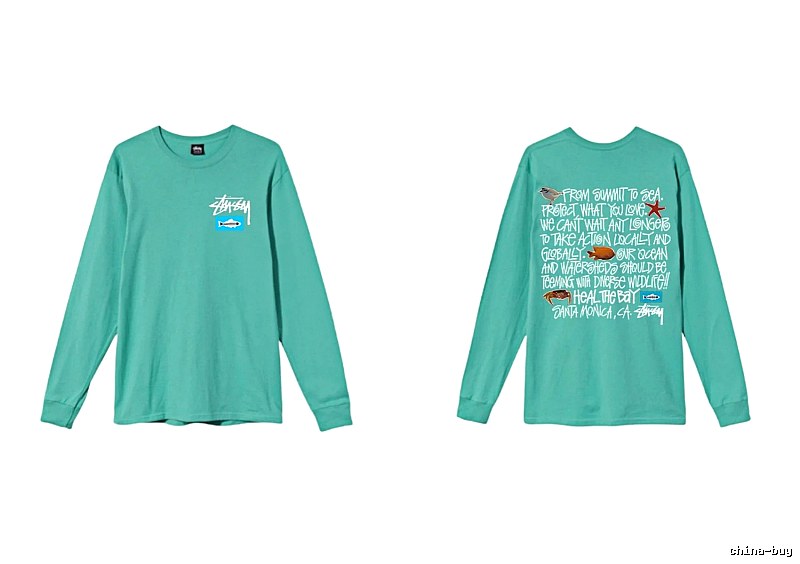 Stussy's eco-friendly mint green long-sleeved shirt