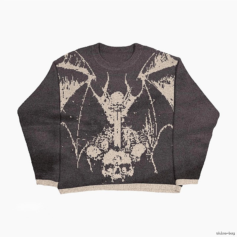 Summer Anime graphic sweater Black Knit Top with Bold Graphic