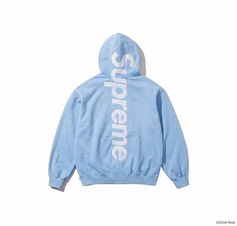 Supreme basic style, simple style, light blue hoodie