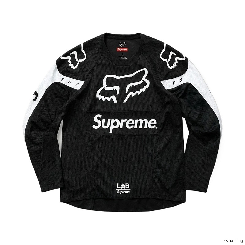 Supreme black and white trendy long-sleeved shirt