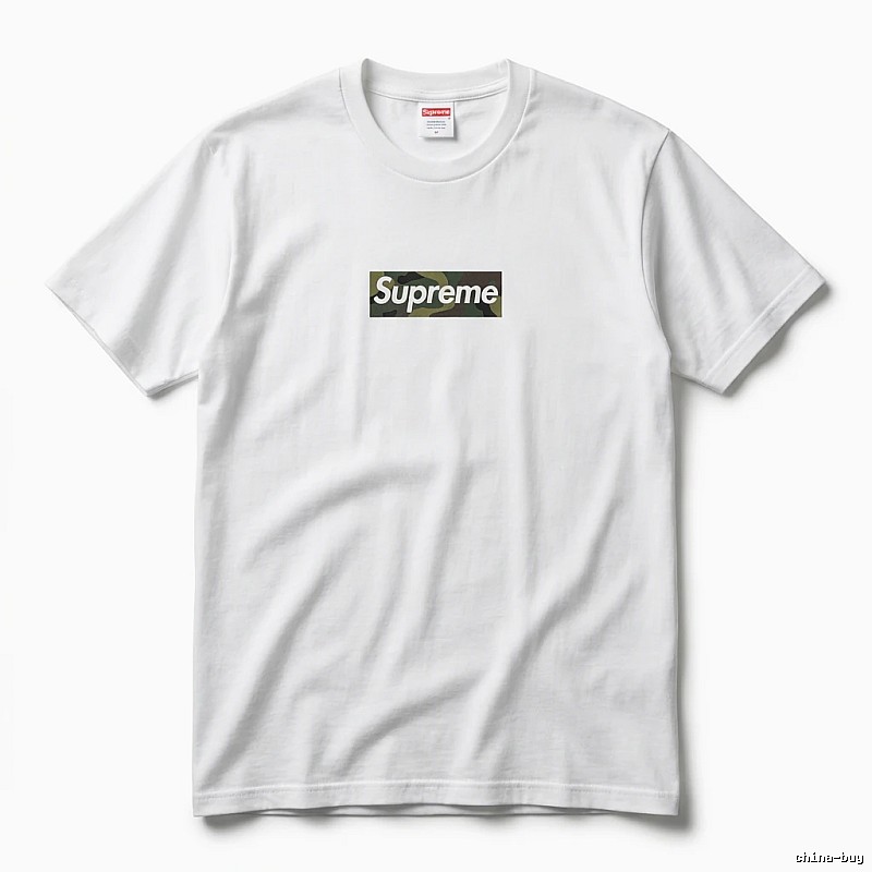 Supreme camouflage-style white T-shirt