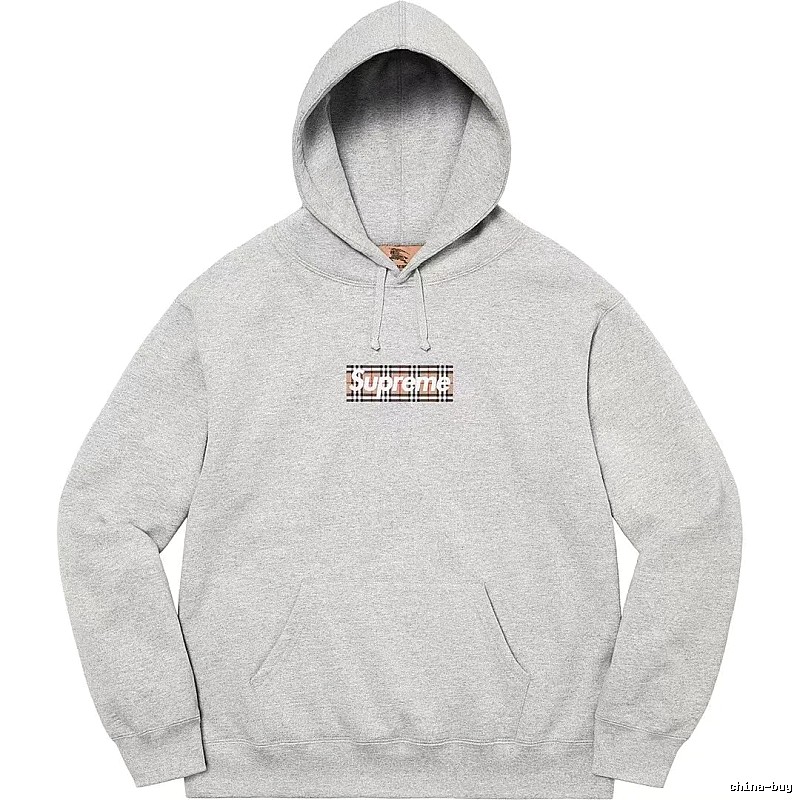 Supreme Logo Detail Logo hoodie Gray Red Oversized with Functional Detail