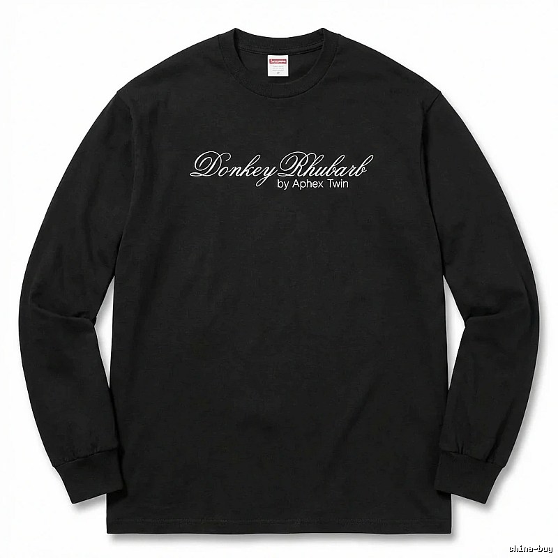 Supreme Print Retro Style Black Long-sleeve Shirt