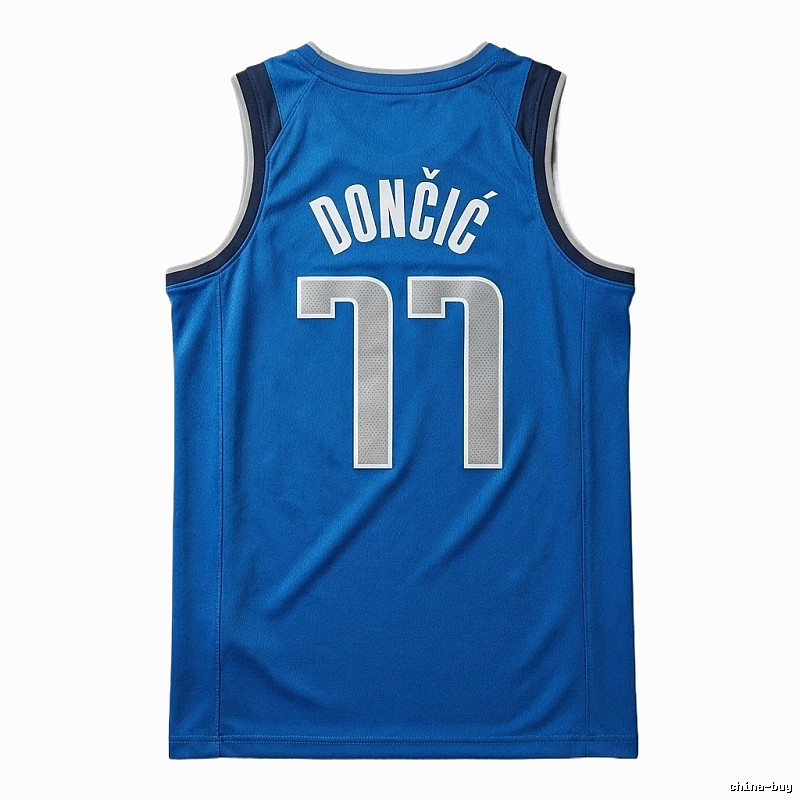 The blue basketball uniform of Luka Doncic of the Mavericks.