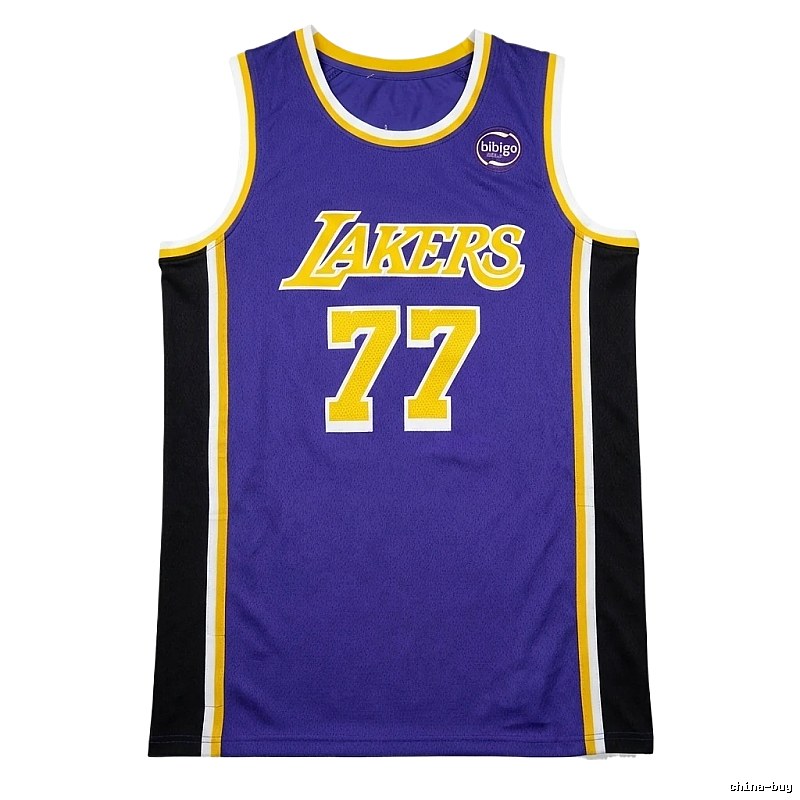 The No. 77 purple basketball jersey of the Lakers.