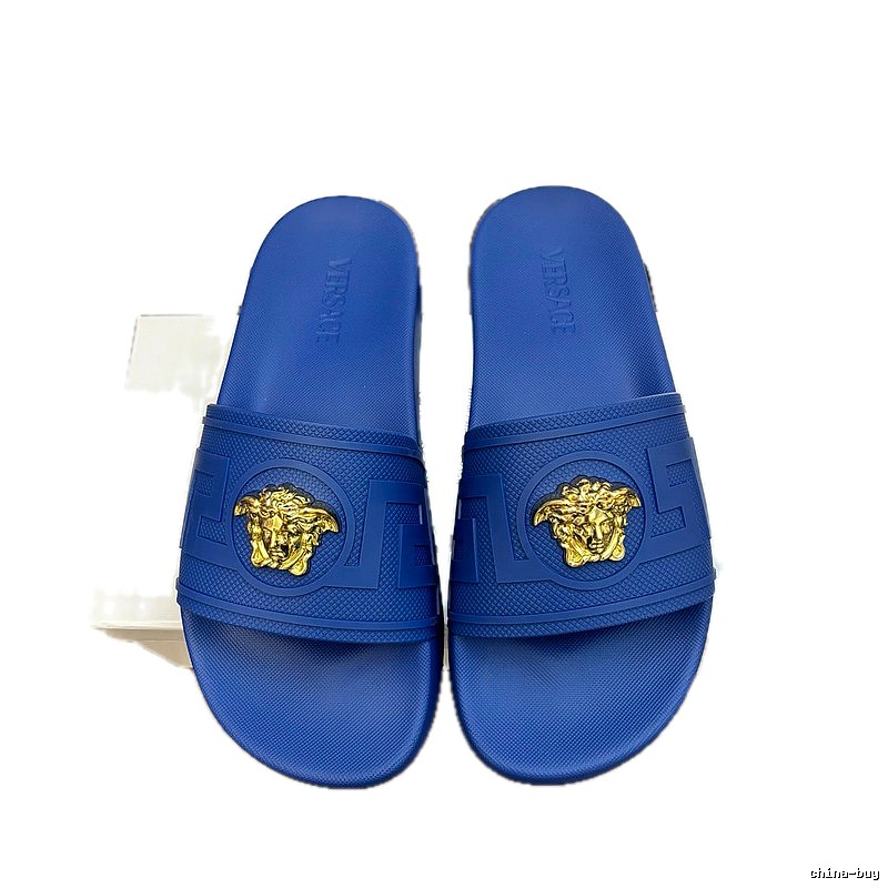 Versace Medusa Luxury Style Royal Blue Slide Sandals
