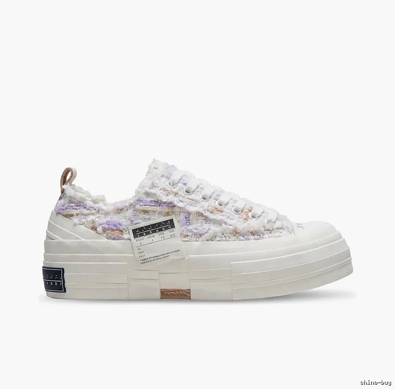 Xvessel Tweed Retro Style White Shoes